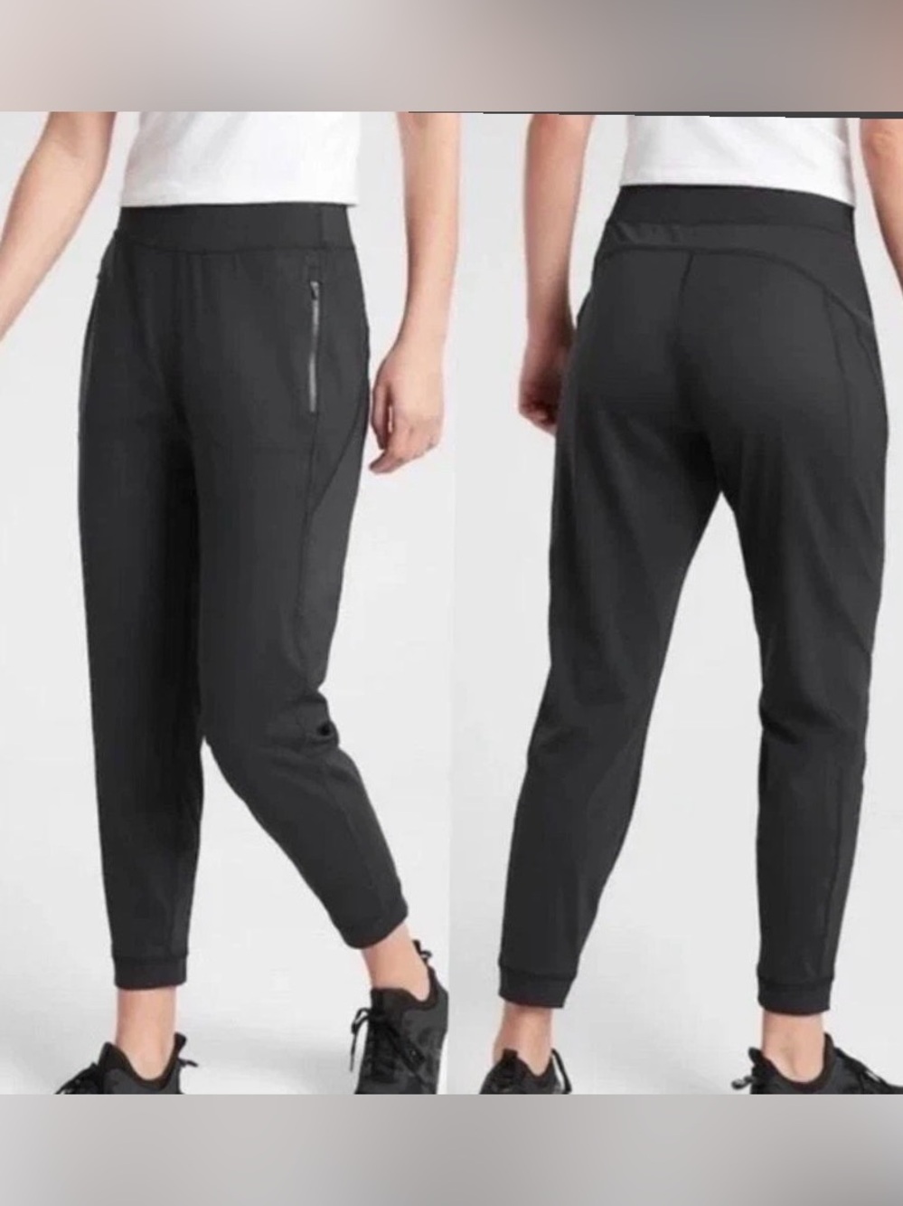 Athleta Courtside Trouser Zip Pocket Jogger Pants Womens Medium Black